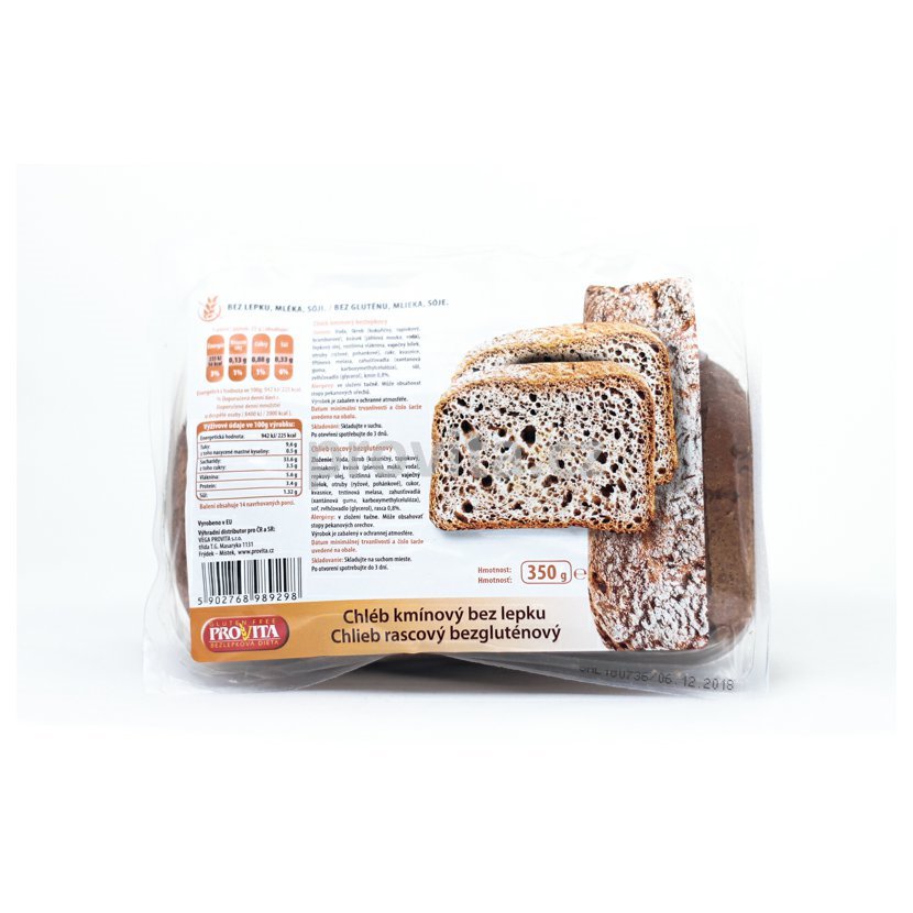 Bezlepkový rascový chlieb bez laktózy krájaný 350g