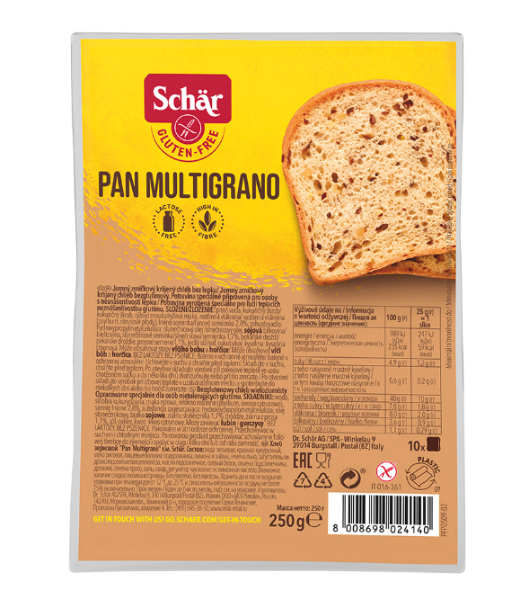 Schär Pan Multigrano jemný zrniečkový krájaný chlieb bezgluténový 250 g