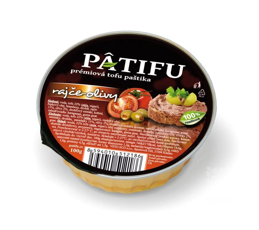 Paštéta PATIFU paradajky a olivy 100 g   VETO ECO