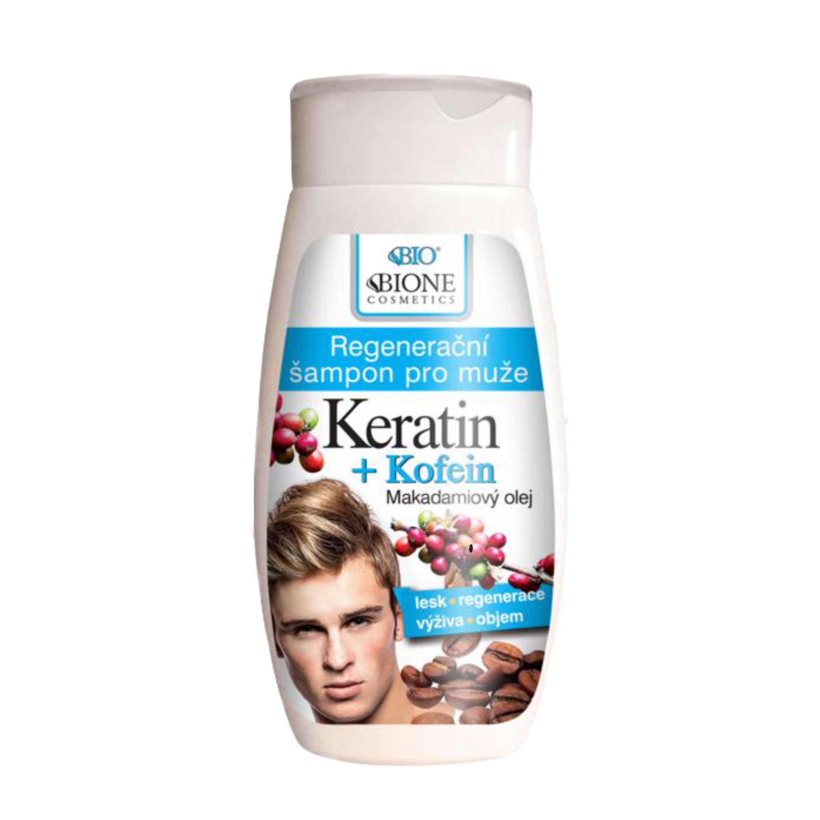 Regeneračný šampón pre muža Keratin + Kofein 260ml Bione Cosmetics