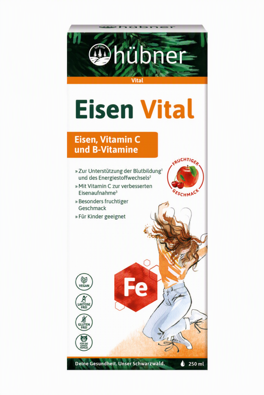 HÜBNER Eisen Vital Fe ovocný a bylinný extrakt 250 ml