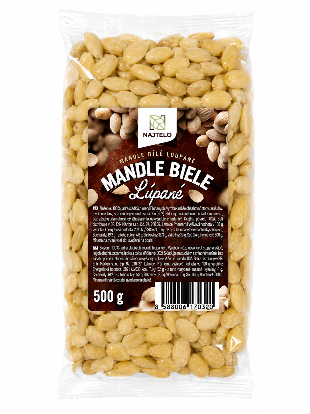 Najtelo Mandle lúpané 500 g