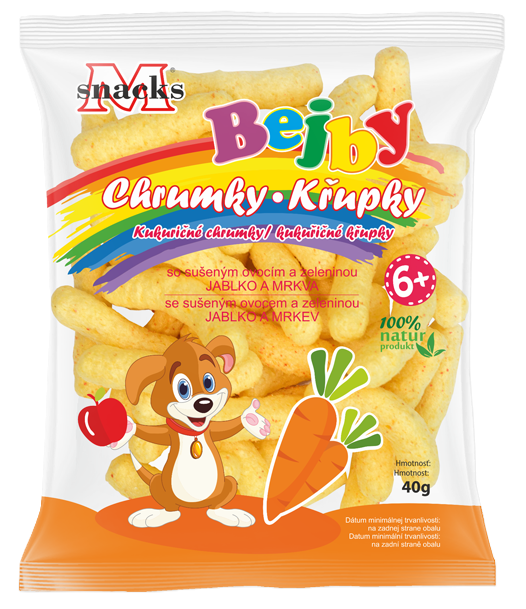 BEJBY kukuričné chrumky so sušenou Mrkvou a so sušeným Jablkami 40g