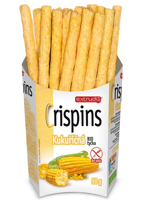 Tyčinka kukuričná Crispins bezlepková 50g BIO EXTRUDO