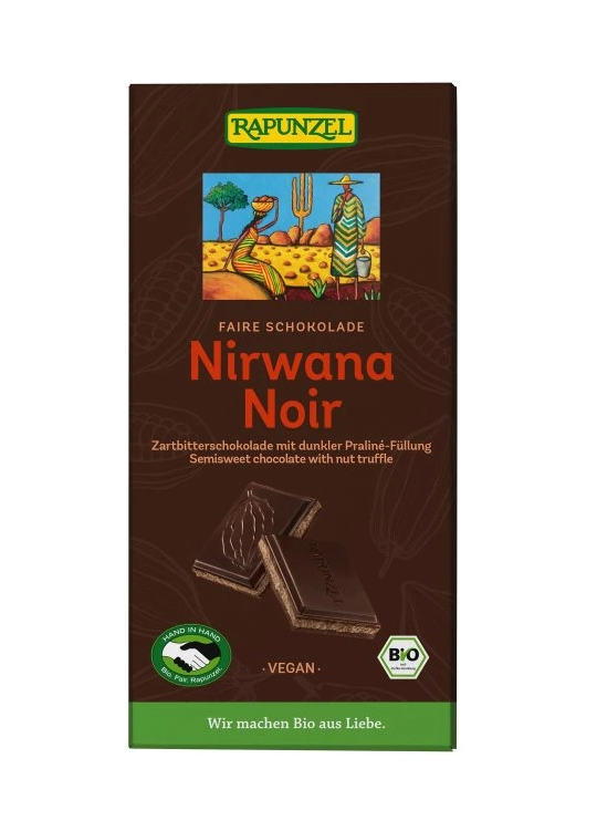 Rapunzel Nirwana Noir horká čokoláda s náplňou 100g
