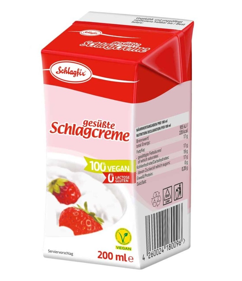 Schlagfix Rastlinná smotana na šľahanie sladená 25% 200 ml