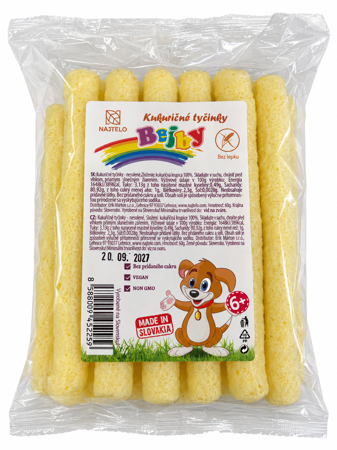 Najtelo kukuričné tyčinky trubičky bez lepku 60g