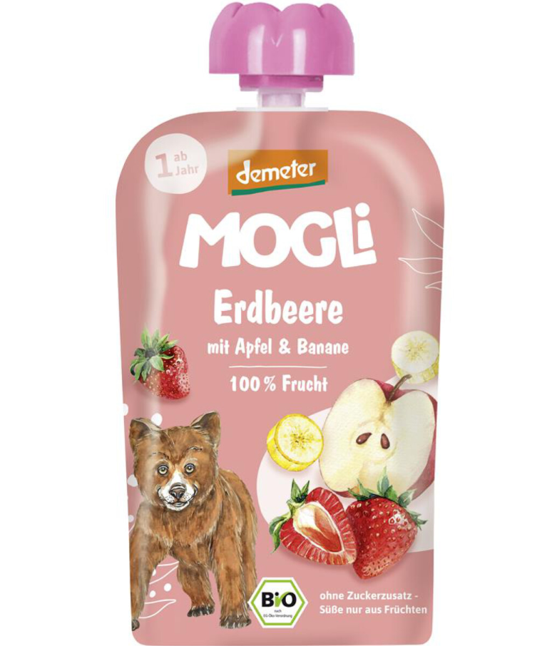 Mogli ovocné pyré jahoda jablko banán BIO Demeter 100g