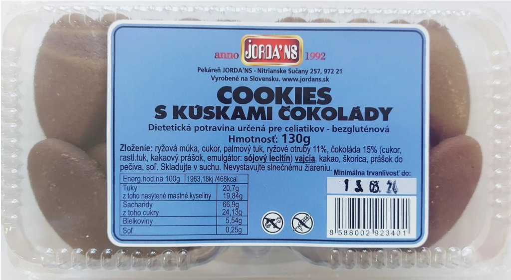 Jordans bezgluténové cookies 130g
