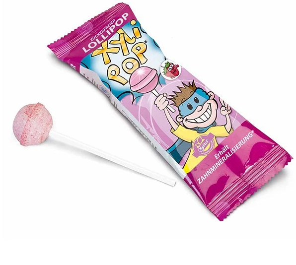 Miradent XyliPop lízatko so xylitolom jahoda 6 g