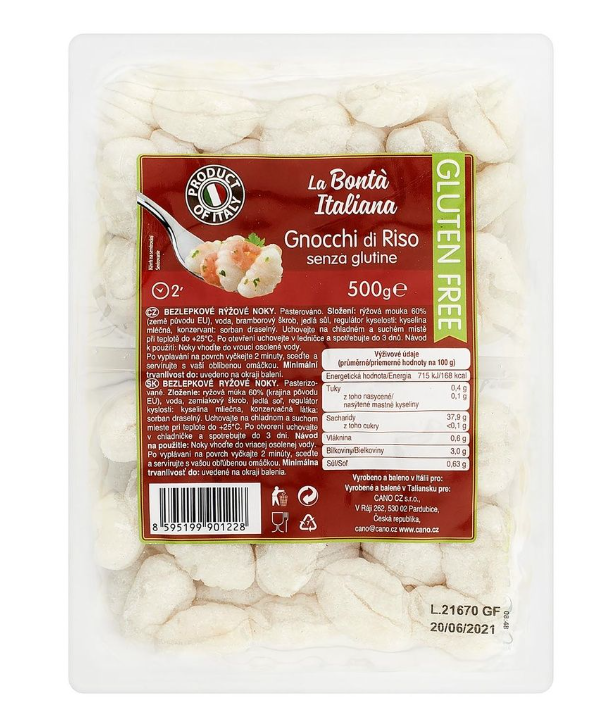 La bontá italiana ryžové gnocchi 500 g