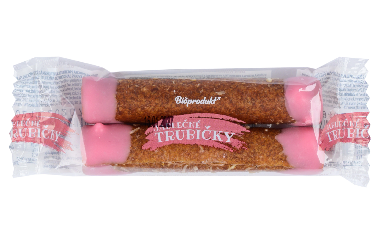 BIOPRODUKT JT jablčné trubičky s jahodovým jogurtom 24 g