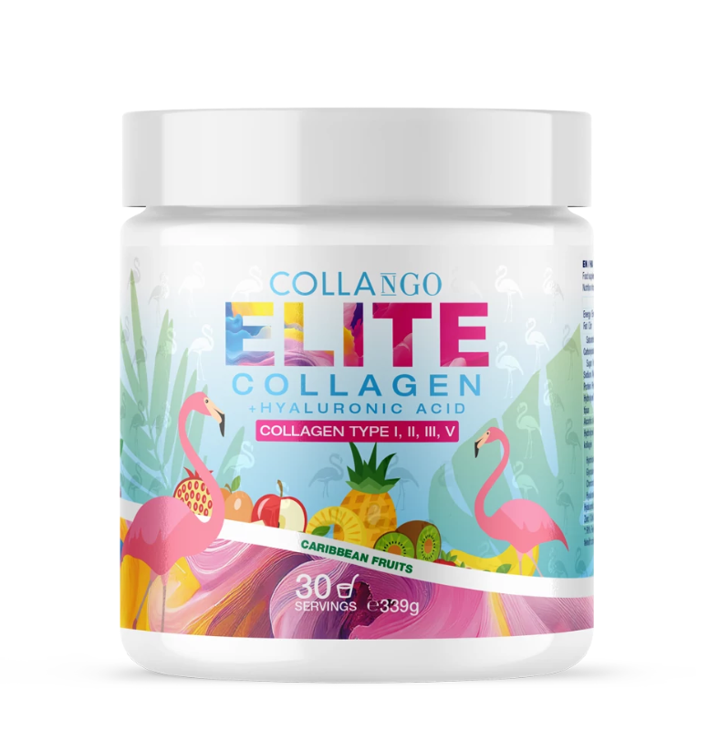 Collango ELITE KOLAGÉN + kyselina hyaluronová (Kolagén typu I, II, III, V) karibské ovocie 339g