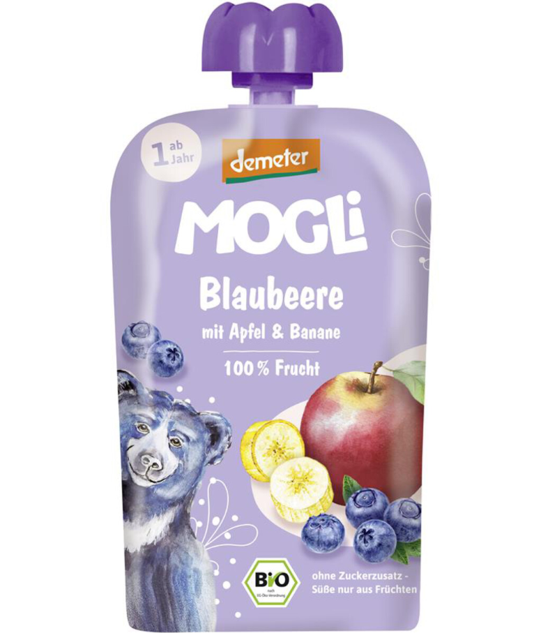 Mogli kapsička čučoriedky banány maliny a jablko, 100g Bio