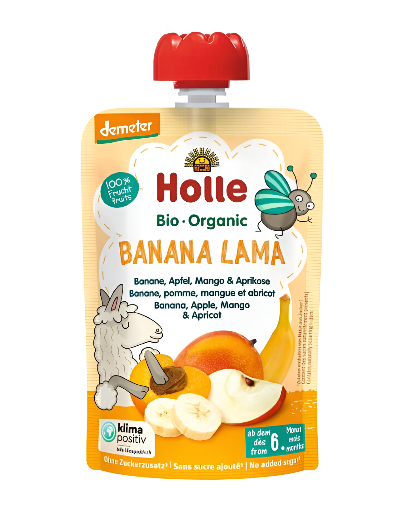 HOLLE Banana Lama Bio pyré banán jablko mango marhuľa 6 m+ 100 g