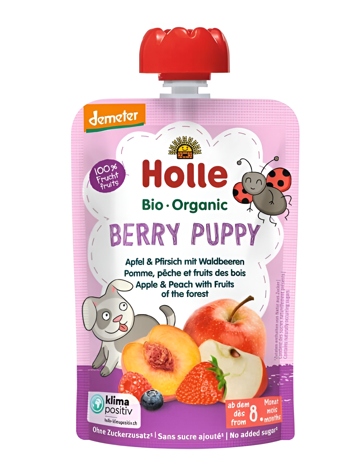 Holle Pyré Berry puppy Jablko, broskyňa s lesnými plodmi BIO 100 g