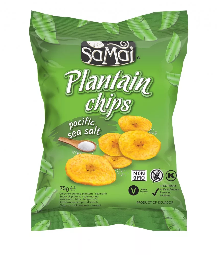 Samai Banánové chipsy Plantain s morskou soľou 75g