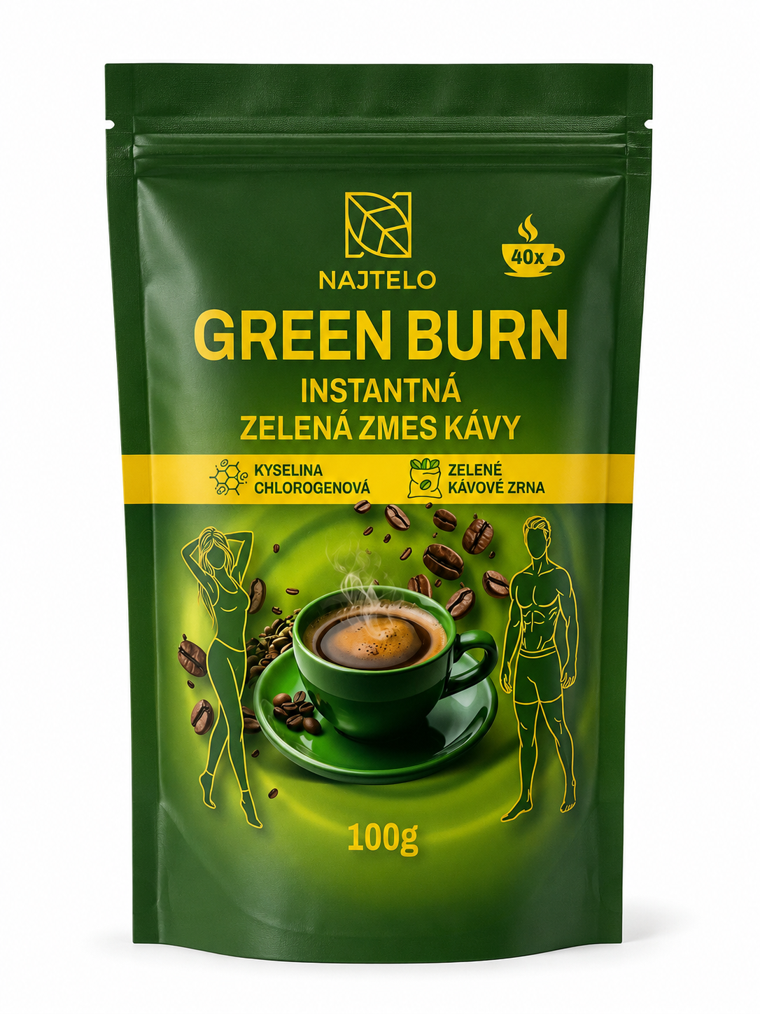 Najtelo Green Burn Instantná zelená zmes kávy 100g